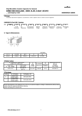 GRM219B31E824JA88D Datasheet PDF Murata Manufacturing