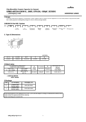 GRM21AR72H152KW10 Datasheet PDF Murata Manufacturing