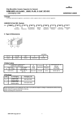 GRM188R11A124JA01D Datasheet PDF Murata Manufacturing