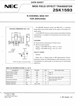 2SK1593 Datasheet PDF NEC => Renesas Technology
