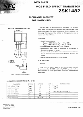 K1482 Datasheet PDF NEC => Renesas Technology