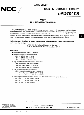 UPD70108GC-5-3B6 Datasheet PDF NEC => Renesas Technology