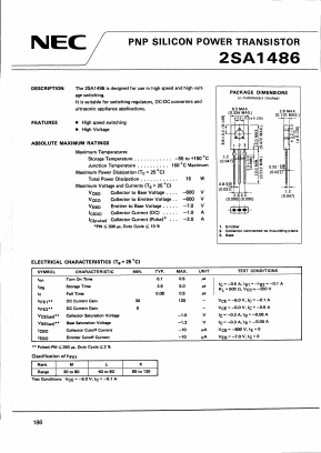 2SA1486 Datasheet PDF NEC => Renesas Technology