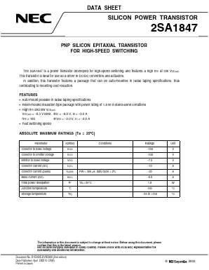 2SA1847L Datasheet PDF NEC => Renesas Technology