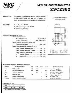 2SC2352 Datasheet PDF NEC => Renesas Technology