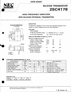 2SC4178-T1 Datasheet PDF NEC => Renesas Technology