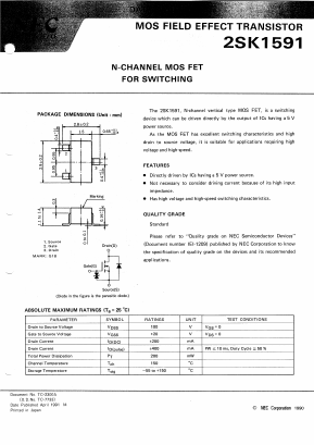 2SK1591 Datasheet PDF NEC => Renesas Technology