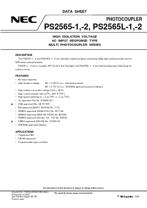 PS2565 Datasheet PDF NEC => Renesas Technology