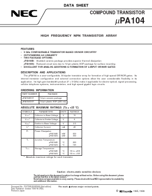 UPA104G Datasheet PDF NEC => Renesas Technology