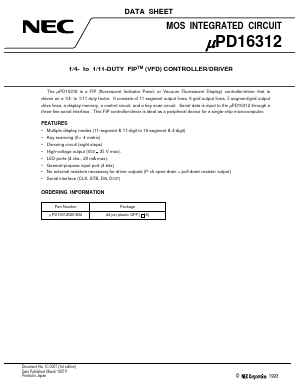 UPD16312GB-3B4 Datasheet PDF NEC => Renesas Technology