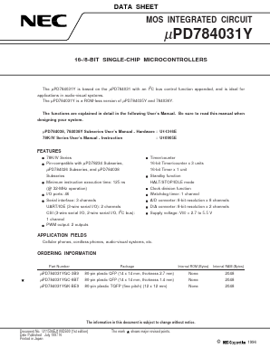 UPD784031YGK-BE9 Datasheet PDF NEC => Renesas Technology