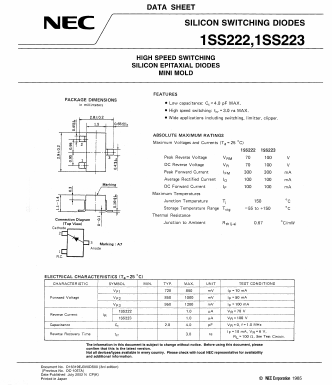 1SS223-T1B Datasheet PDF NEC => Renesas Technology