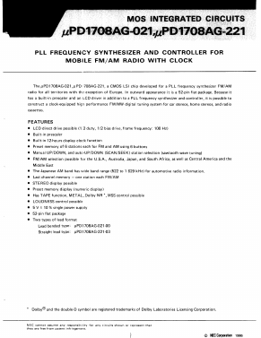 UPD1708AG-021-00 Datasheet PDF NEC => Renesas Technology