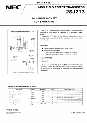 2SJ213 Datasheet PDF NEC => Renesas Technology