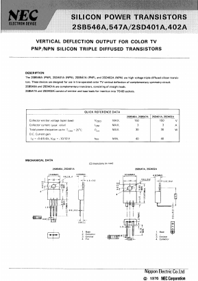 2SB547A Datasheet PDF NEC => Renesas Technology