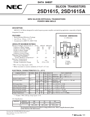 2SD1615-T2 Datasheet PDF NEC => Renesas Technology