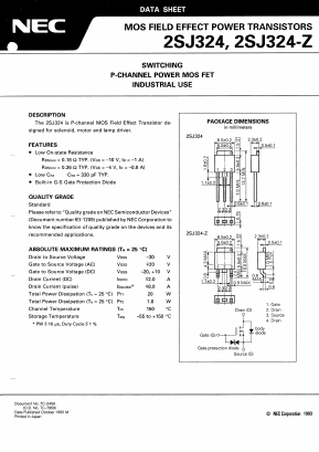 2SJ324-Z-E2 Datasheet PDF NEC => Renesas Technology