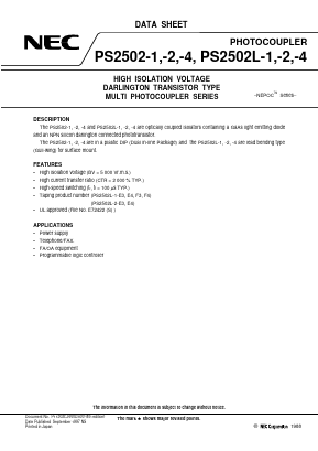 PS2502-4 Datasheet PDF NEC => Renesas Technology