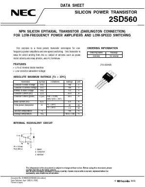 2SD560 Datasheet PDF NEC => Renesas Technology