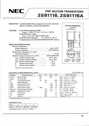 2SB1116A Datasheet PDF NEC => Renesas Technology