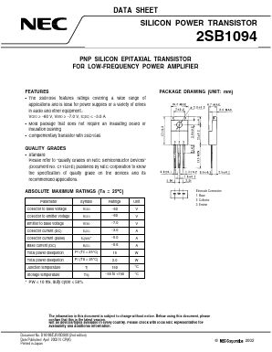 B1094 Datasheet PDF NEC => Renesas Technology