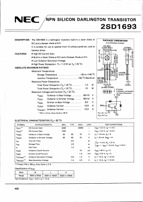 D1693 Datasheet PDF NEC => Renesas Technology