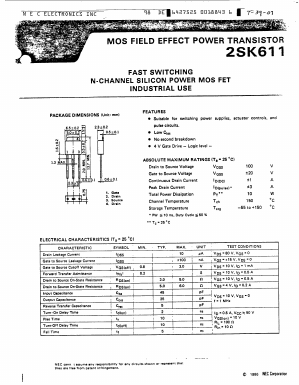 2SK611 Datasheet PDF NEC => Renesas Technology