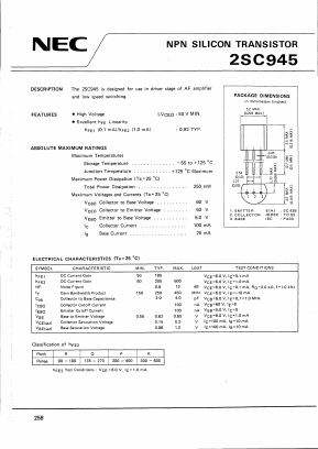 2SC945 Datasheet PDF NEC => Renesas Technology