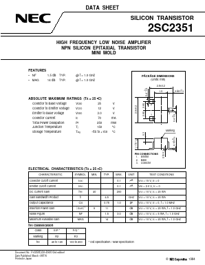 2SC2351 Datasheet PDF NEC => Renesas Technology