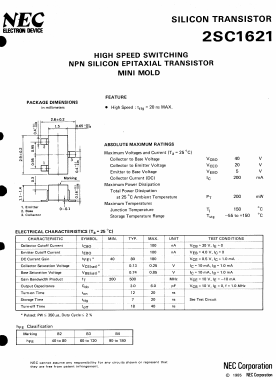 2SC1621 Datasheet PDF NEC => Renesas Technology