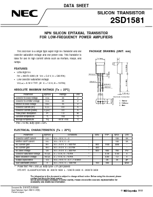 D1581 Datasheet PDF NEC => Renesas Technology