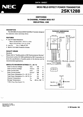 2SK1288 Datasheet PDF NEC => Renesas Technology