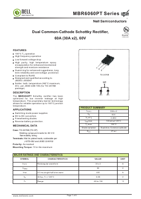 MBR6060PT Datasheet PDF Nell Semiconductor Co., Ltd