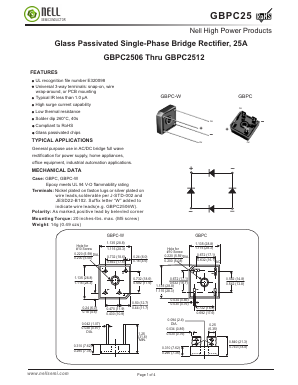GBPC25 Datasheet PDF Nell Semiconductor Co., Ltd