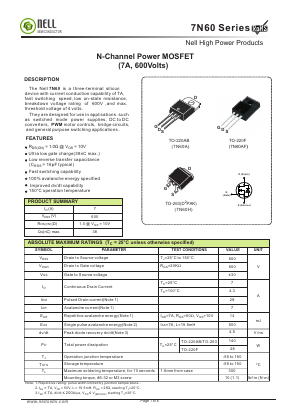 7N60H Datasheet PDF Nell Semiconductor Co., Ltd