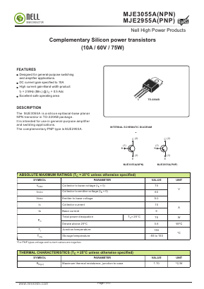 MJE3055A Datasheet PDF Nell Semiconductor Co., Ltd