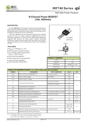 IRF740 Datasheet PDF Nell Semiconductor Co., Ltd