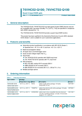 74VHCT02D-Q100 Datasheet PDF Nexperia B.V. All rights reserved