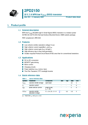 2PD2150 Datasheet PDF Nexperia B.V. All rights reserved