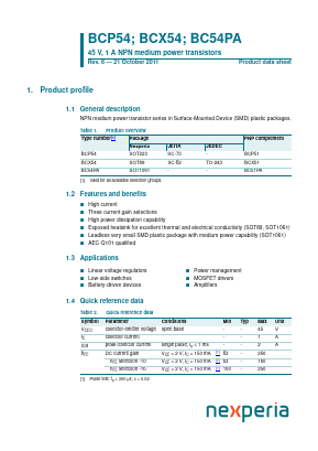BCP54-16 Datasheet PDF Nexperia B.V. All rights reserved