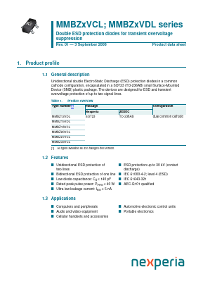 MMBZ15VDL Datasheet PDF Nexperia B.V. All rights reserved
