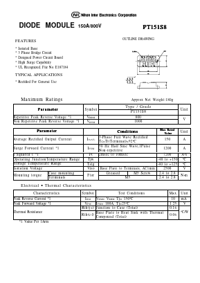 PT151S8 Datasheet PDF Nihon Inter Electronics