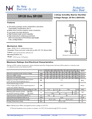 SR130 Datasheet PDF Dongguan City Niuhang Electronics Co.LTD