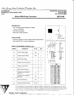 2SC3148 Datasheet PDF New Jersey Semiconductor