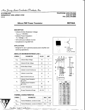 BD744A Datasheet PDF New Jersey Semiconductor