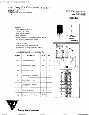 C5450 Datasheet PDF New Jersey Semiconductor