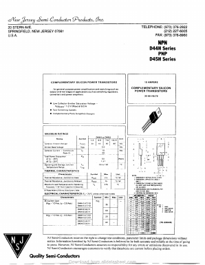 D44H Datasheet PDF New Jersey Semiconductor