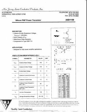 2SB1159 Datasheet PDF New Jersey Semiconductor