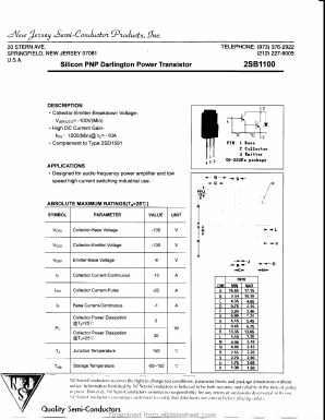 2SB1100 Datasheet PDF New Jersey Semiconductor