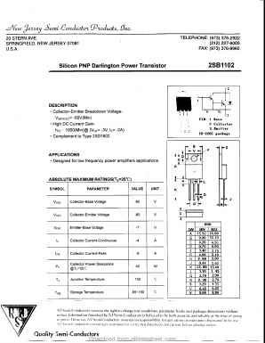 2SB1102 Datasheet PDF New Jersey Semiconductor